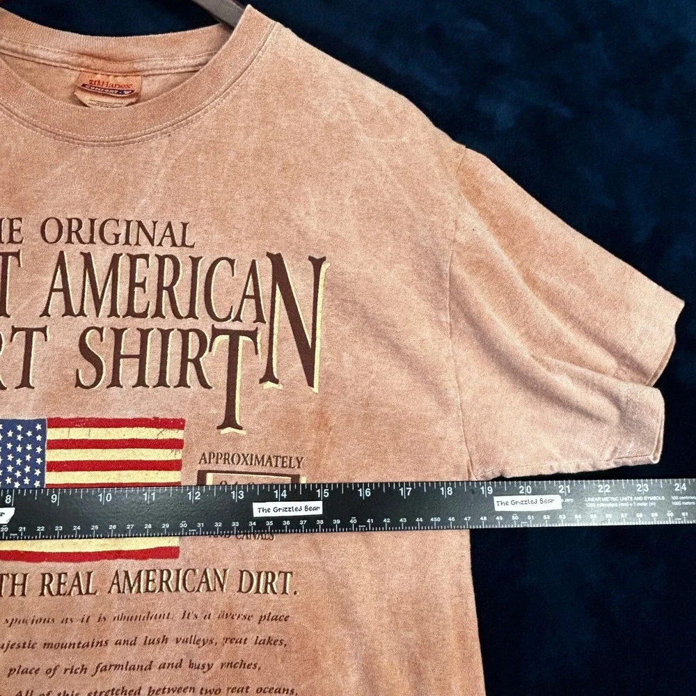 Vintage American Flag Remembrance Shirt‎ Rare Size M Dyed W/American Soil Hanes